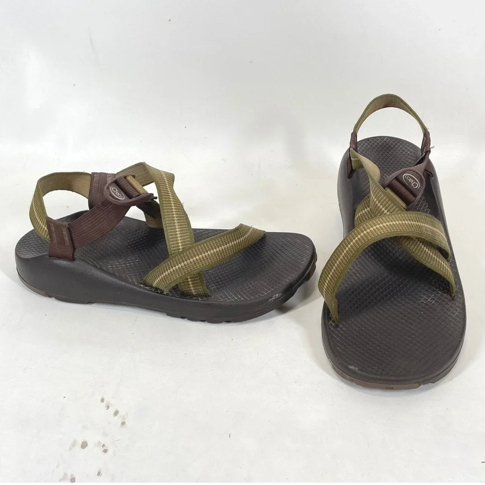 Chaco Z/1 Classic Mens 11 Brown Olive Green Vibram Sole Sport Sandals